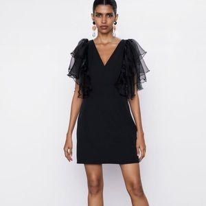 ZARA NWT WOMAN DRESS WITH ORGANZA SLEEVES SIZE S